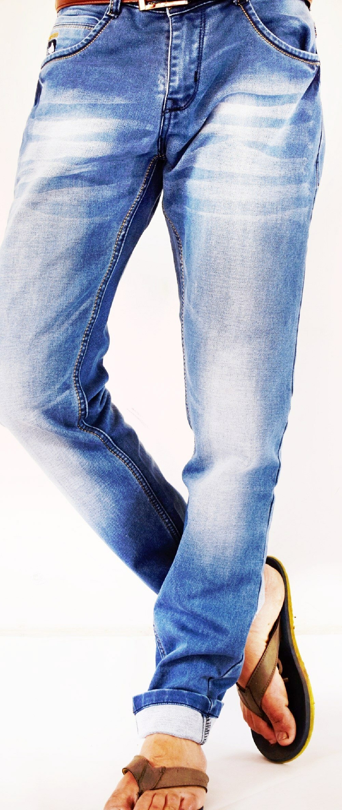 Denim Sky Blue Patch Faded Lycra Sparky Jeans wRb Shop