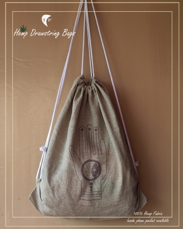 Hemp Drawstring bag hand