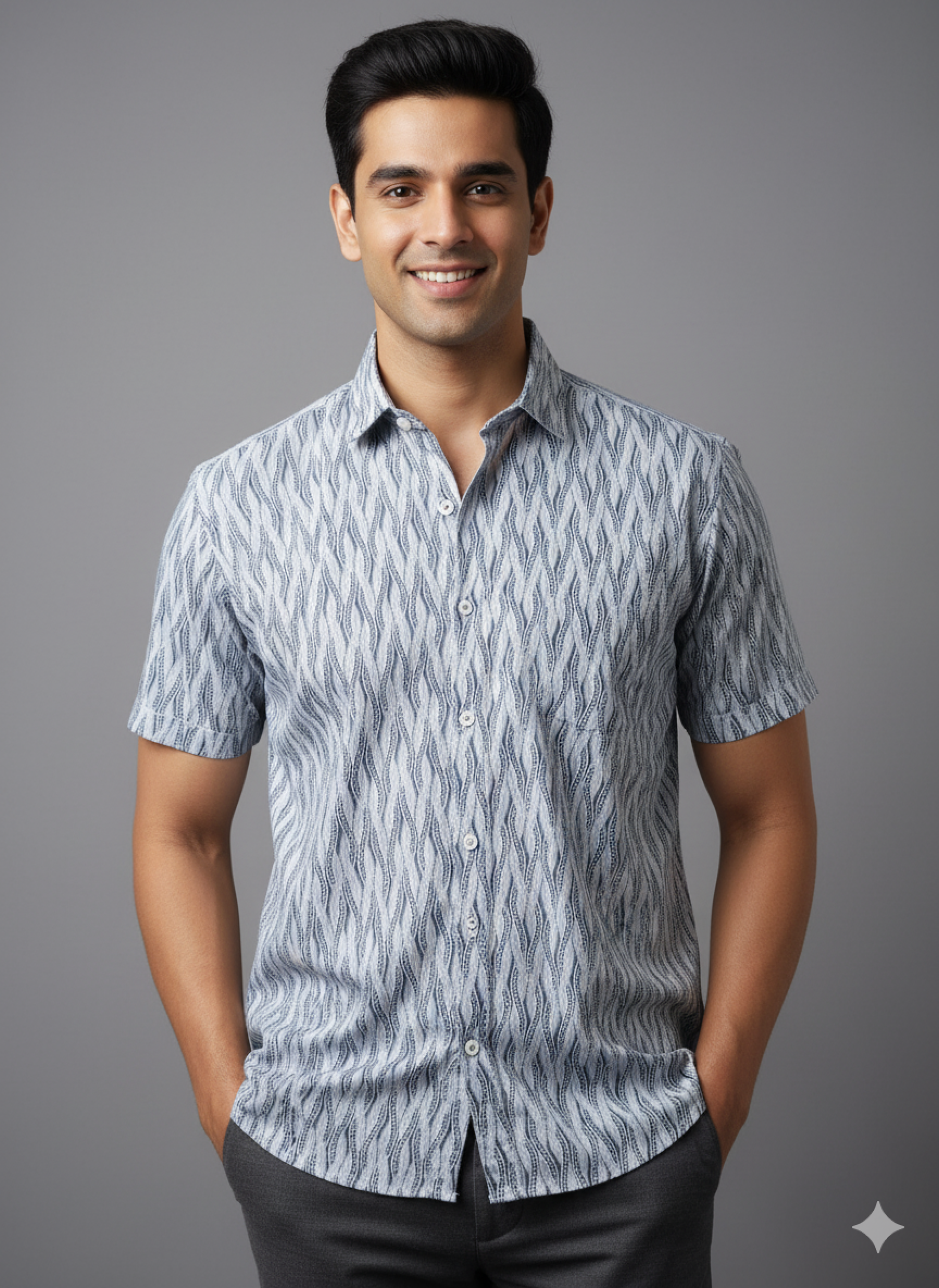 Sea waves Pure cotton half sleeve shirt
