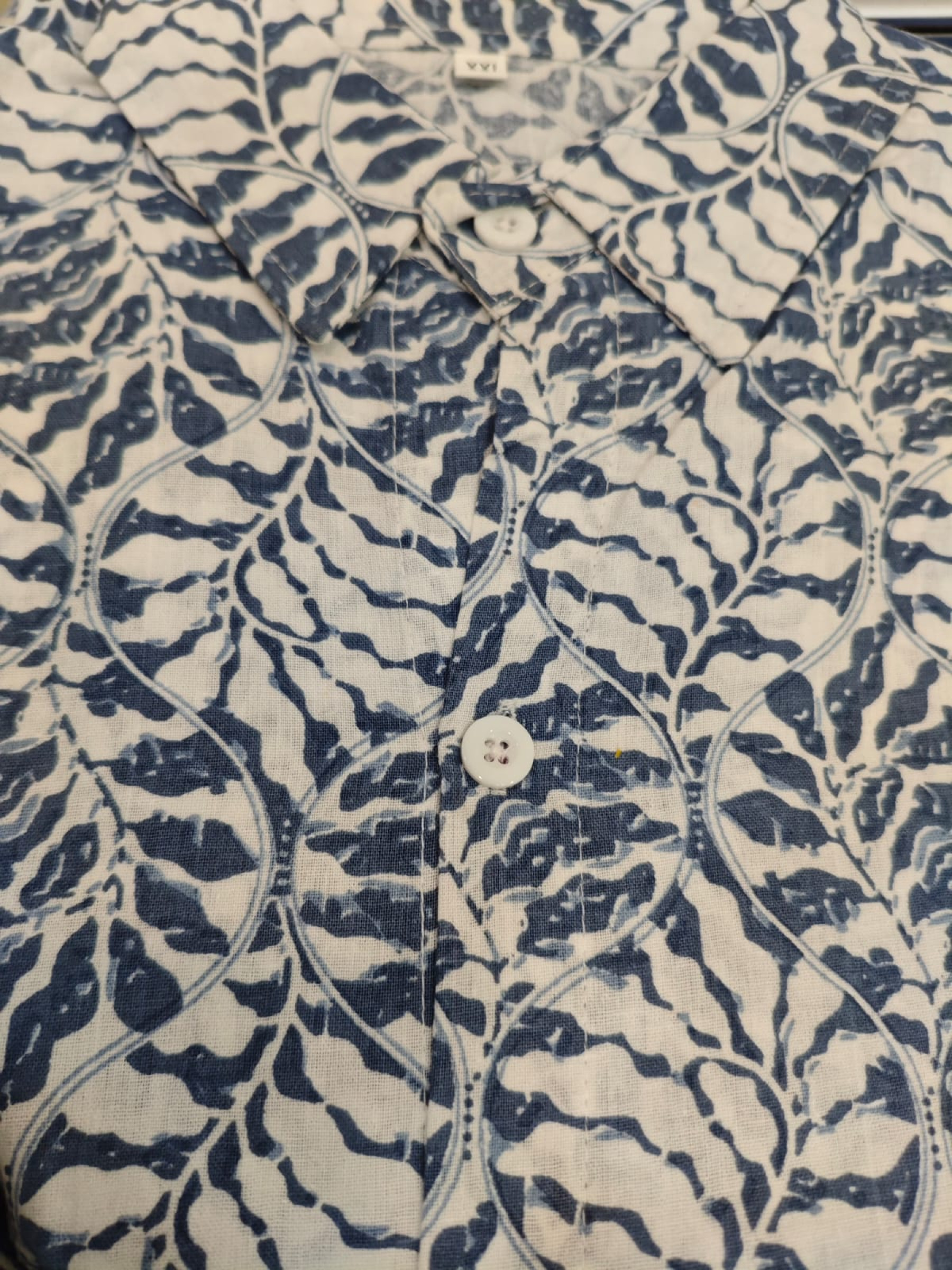 Leaf Motif Pure Cotton Half Sleeve Shirt