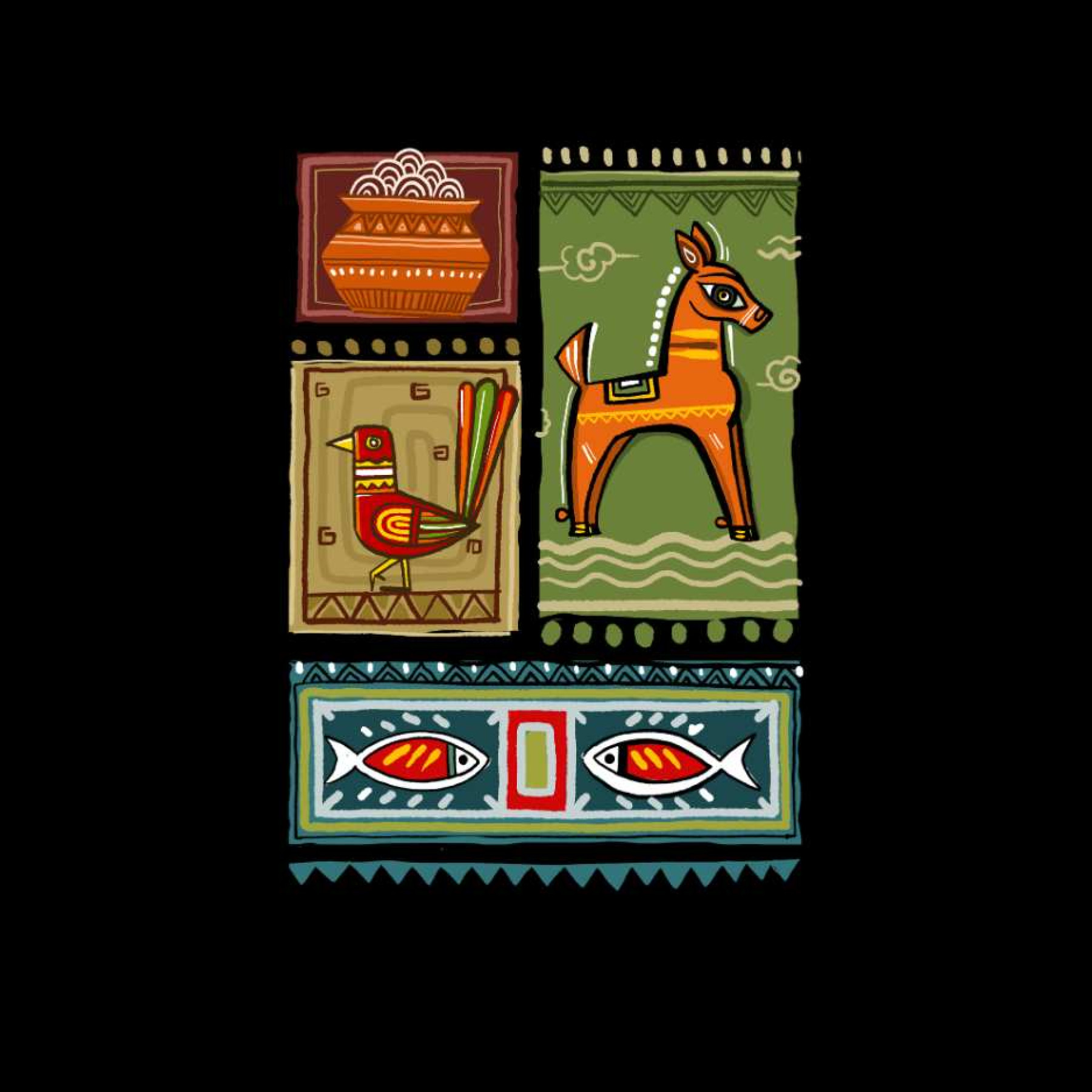 Banglar Shilpo- Classic Bangla artistry Oversized Graphic T-shirt